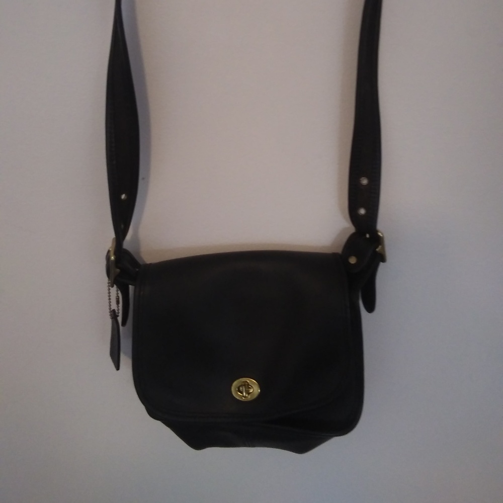 Coach Bag Black Adjustable Strap Leather
